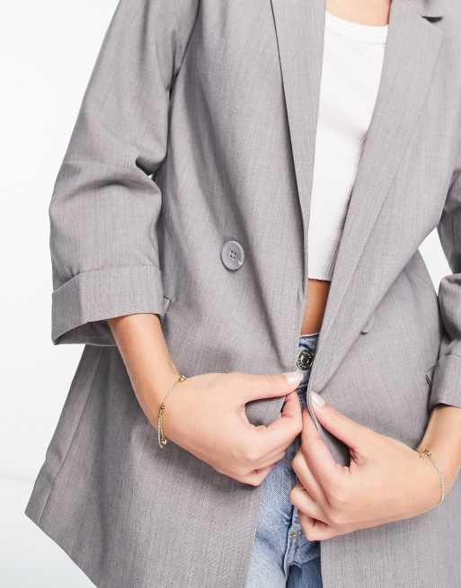 Stradivarius - Grå oversized blazer, 3 af 4