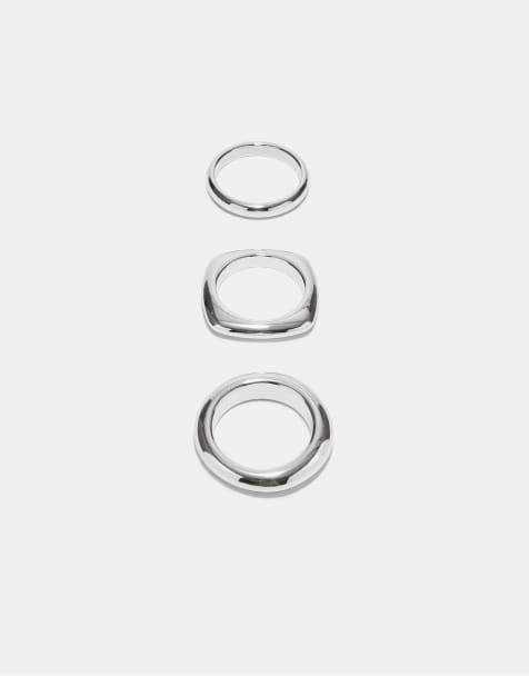Stradivarius – Grå, styva armband, 3-pack - view 1