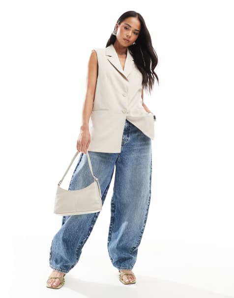 Stradivarius – Gräddvit kostymväst i lång modell - view 1