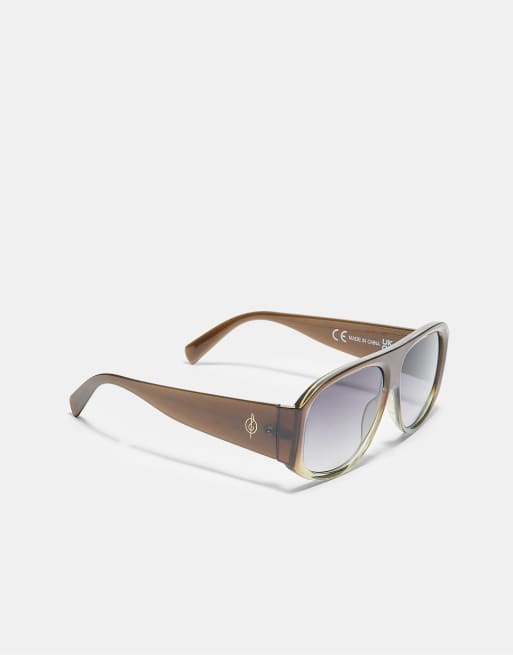 Stradivarius gradient resin-solglasögon i khaki, 4 av 4