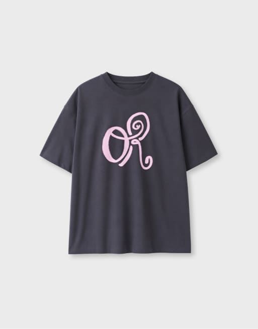 Stradivarius grafisk cropped T-shirt i mørkegrå, 6 af 7