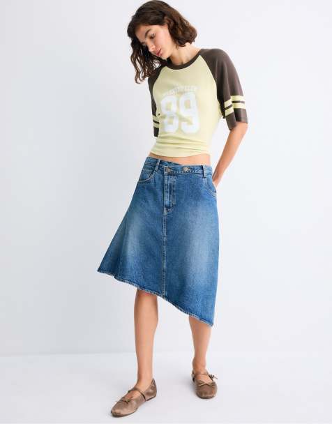 Stradivarius grafisk raglan-t-shirt i khaki - view 1