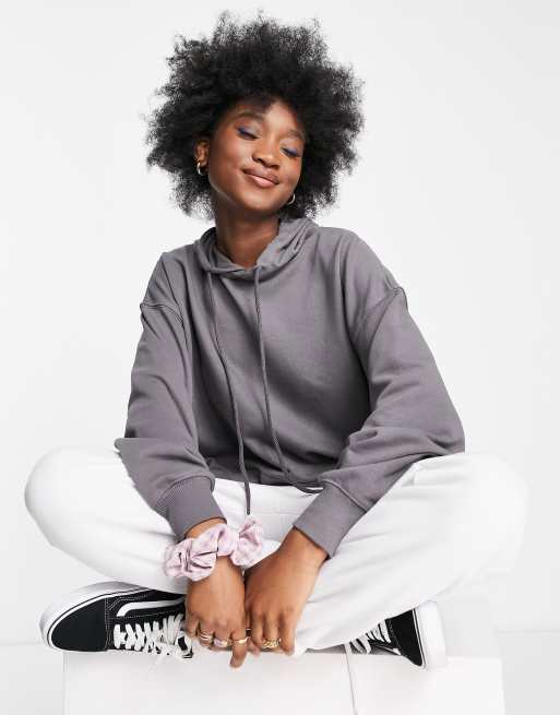 Stradivarius – Grafitowa bluza z kapturem oversize 