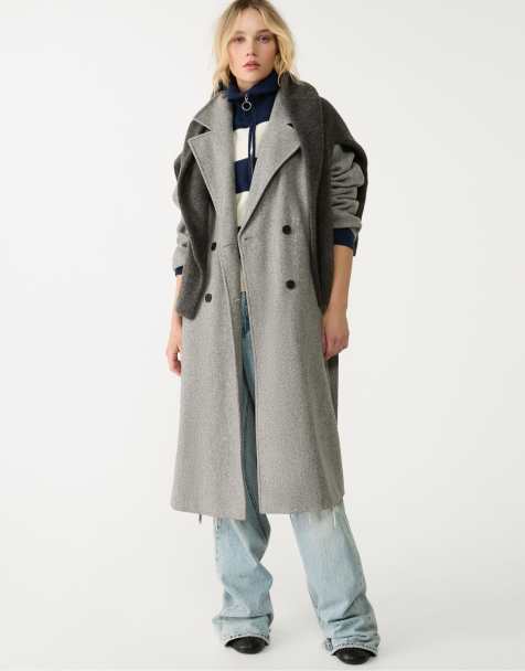 Stradivarius – Gråmelerad, mjuk trenchcoat - view 1