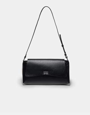 Stradivarius - Grand sac bandoulière à rabat - Noir