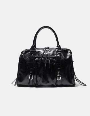 Stradivarius - Grand sac bandoulière style bowling - Noir