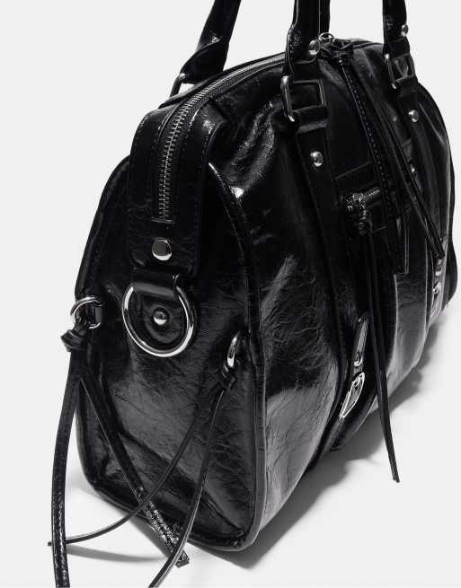 Stradivarius - Grand sac bandoulière style bowling - Noir, 2 de 4