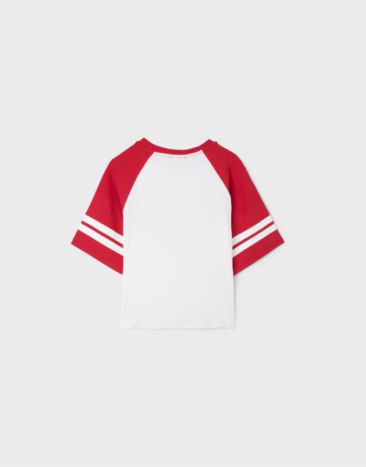 Stradivarius Graphic raglan t-shirt in red, 7 of 7