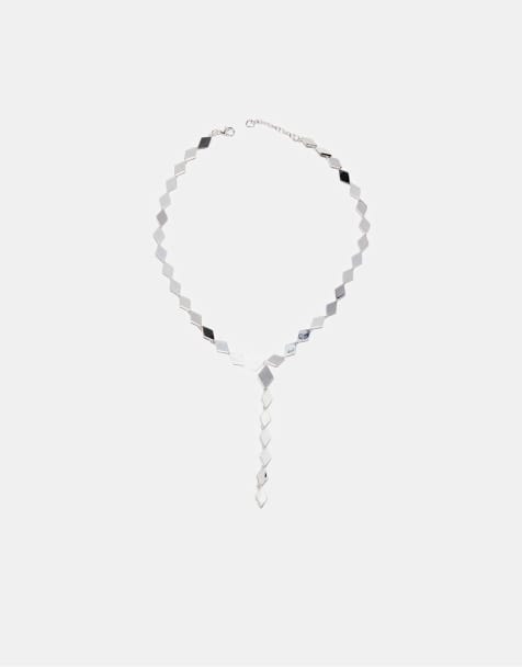 Stradivarius – Grått lariat-halsband med diamantformad design - view 1
