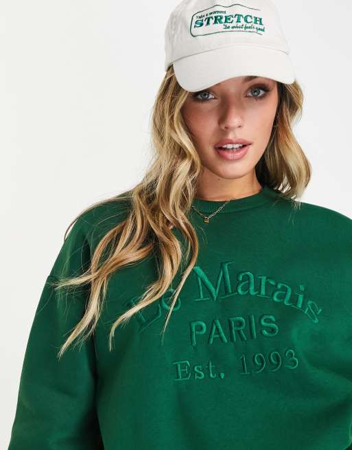 Stradivarius - Grøn sweatshirt med 'Le Marais Paris'-print