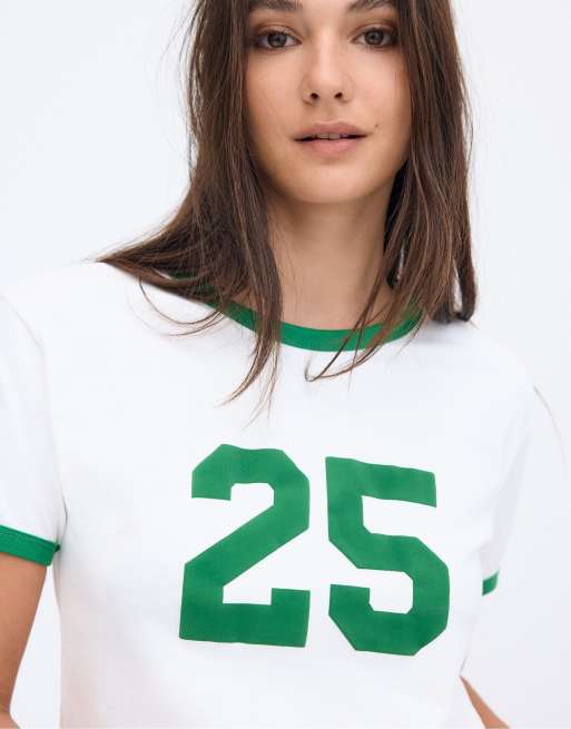 Stradivarius - Grøn T-shirt med print, 2 af 4