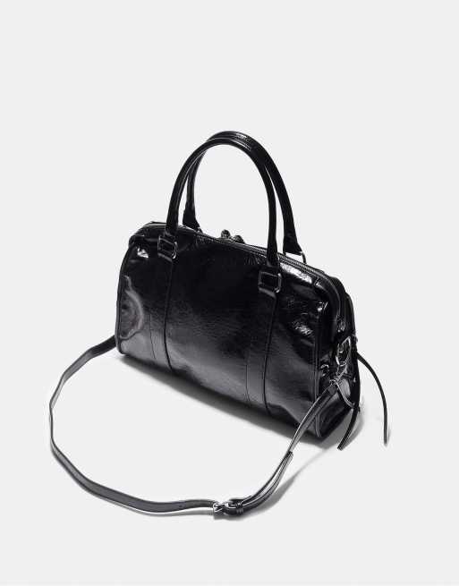 Stradivarius – Große Bowlingtasche zum Umhängen in Schwarz, 4 von 4