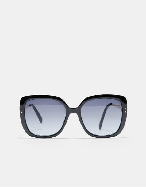 Stradivarius große eckige Sonnenbrille in Schwarz - view 1