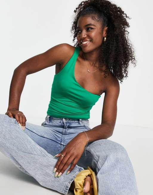 Stradivarius – Grön asymmetrisk topp 