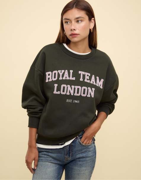 Stradivarius – Grön sweatshirt med broderi - view 1