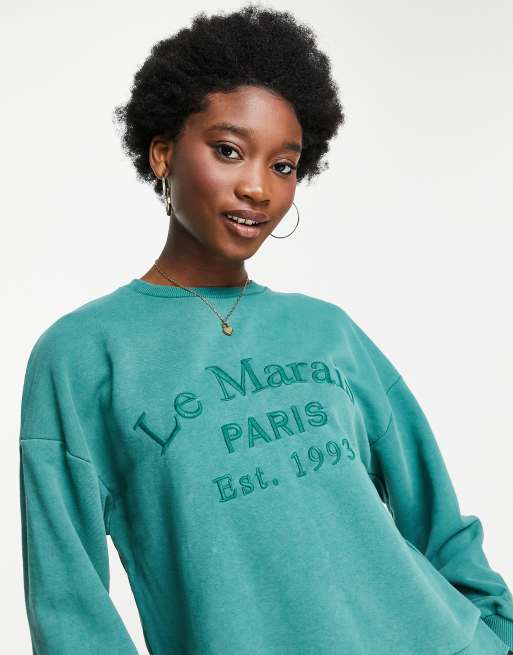 Stradivarius – Grön sweatshirt med 