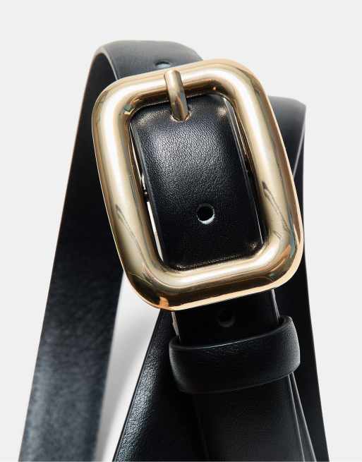 Stradivarius grovt skärp med spänne i svart, 4 av 4
