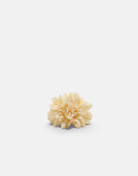 Stradivarius - Gul hårklemme med stort blomsterdesign i stof - view 1