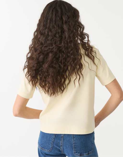 Stradivarius – Gul, kraftig t-shirt med regular fit, 2 av 4