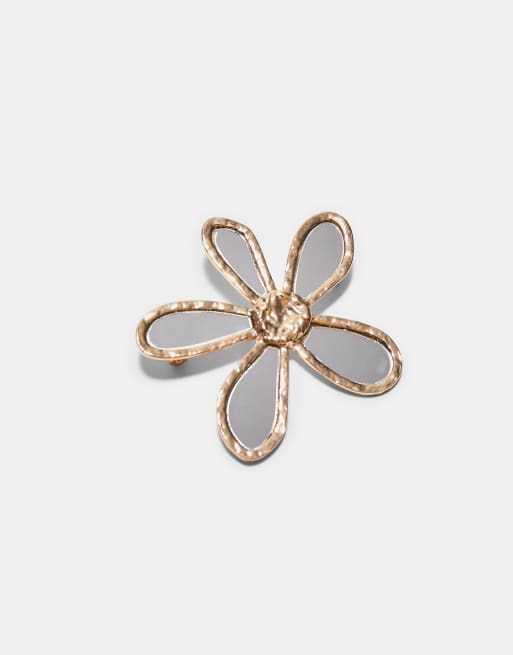 Stradivarius – Guldfärgade blomnålar med kristaller, 2-pack, 3 av 3