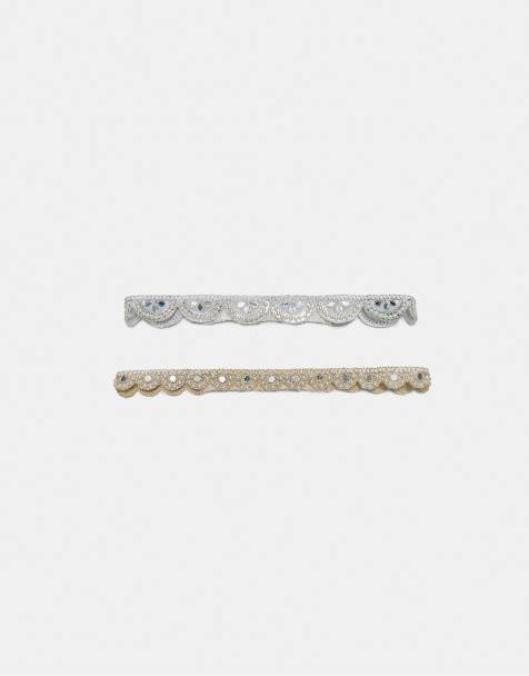 Stradivarius – Guldfärgade hårband med fuskpärlor och spegeldetaljer, 2-pack - view 1
