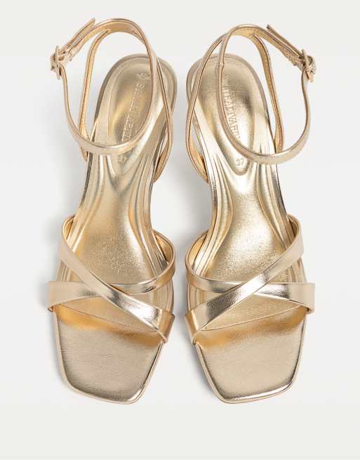Stradivarius – Guldfärgade sandaler med stilettklackar, 2 av 4