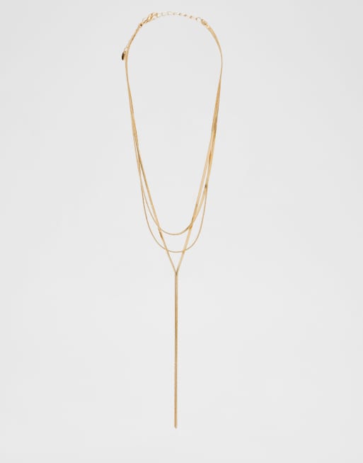 Stradivarius – Guldfärgat, långt halsband med flera kedjor, 3 av 3