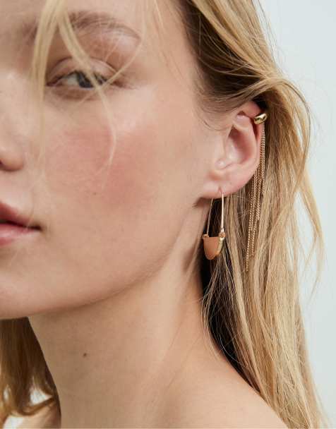 Stradivarius – Guldfärgat set med creoler och öronsmycken - view 1