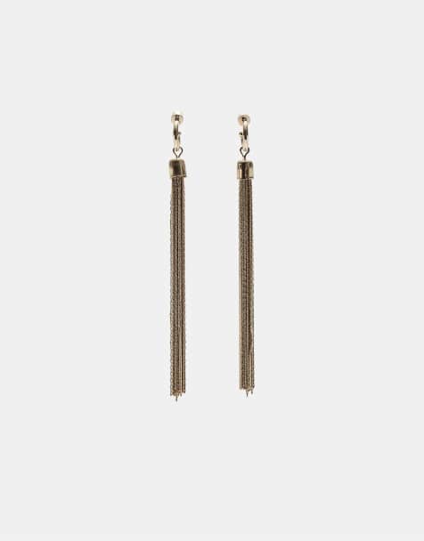 Stradivarius - Guldfarvede øreringe i metal med pompom-vedhæng - view 1