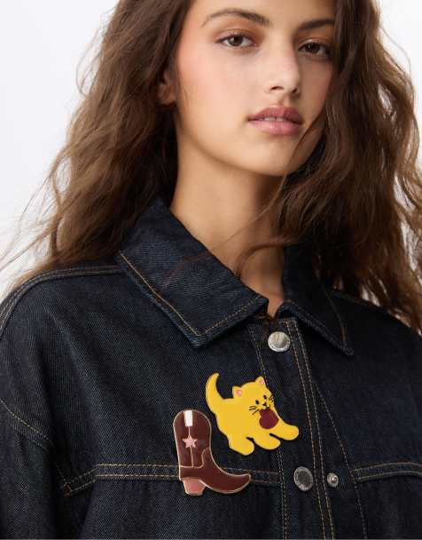 Stradivarius - Guldfarvet sæt med 2 cowboy- og killingebadges - view 1