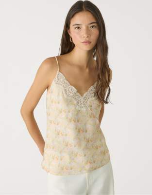 Stradivarius - Guldfarvet top i blondestof - view 1