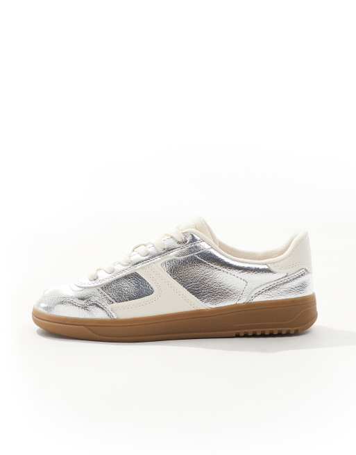Stradivarius gum sole sneakers in silver