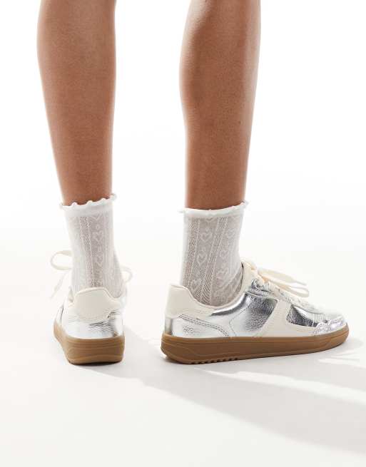 Stradivarius gum sole sneakers in silver