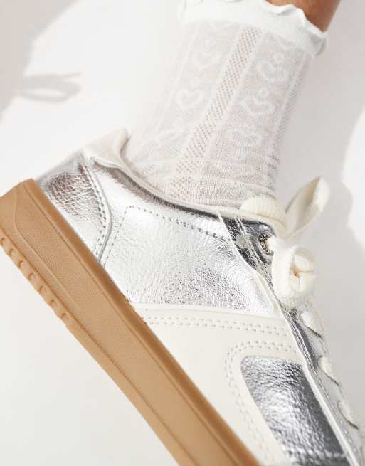 Stradivarius gum sole sneakers in silver