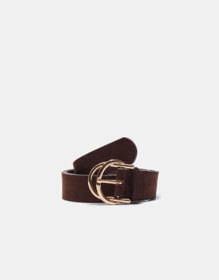 Stradivarius - Gürtel in Braun mit doppelter Schnalle-Brown