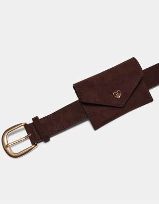 Stradivarius - Gürtel in Braun mit Geldbörsen-Applikation-Brown