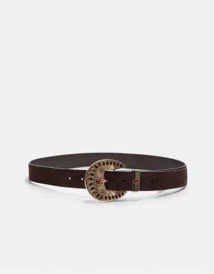 Stradivarius - Gürtel in Braun mit kontrastierender Schnalle-Brown
