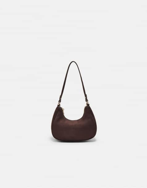 Stradivarius – Halbmondförmige Schultertasche in Braun - view 1