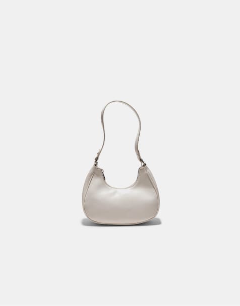 Stradivarius – Halbmondförmige Schultertasche in Ecru - view 1