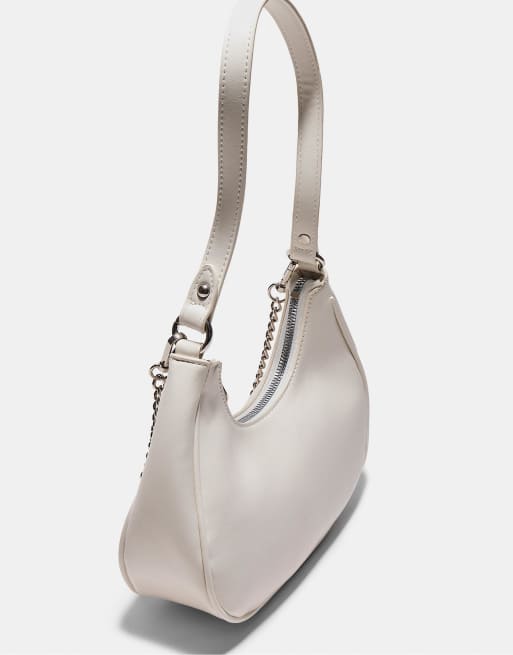 Stradivarius – Halbmondförmige Schultertasche in Ecru, 2 von 3