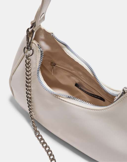 Stradivarius – Halbmondförmige Schultertasche in Ecru, 3 von 3