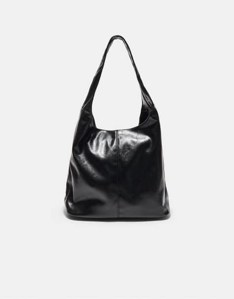 Stradivarius Half-moon bag with zip in black - view 1