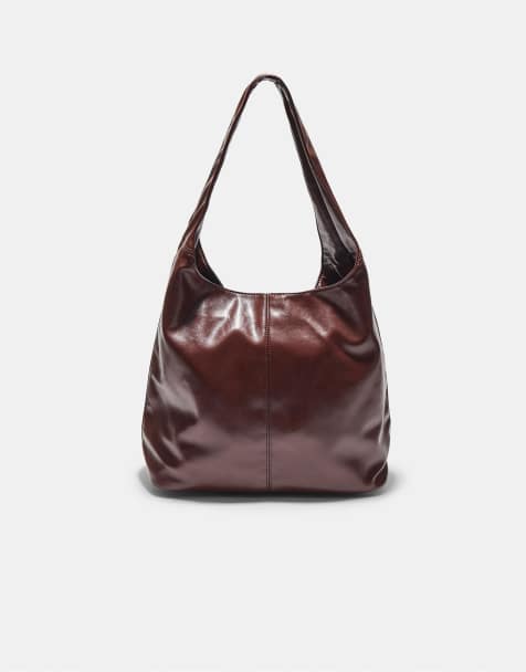 Stradivarius Half-moon bag with zip in brown - view 1
