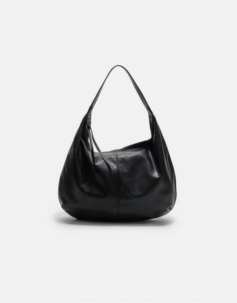 Stradivarius Half-moon shoulder bag in black - view 1