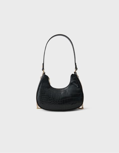 Stradivarius Half-moon shoulder bag in black - view 1