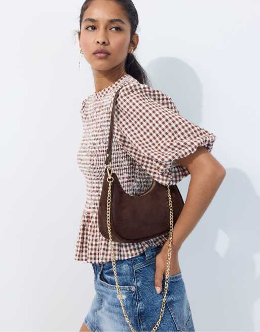 Stradivarius Half-moon shoulder bag in brown, 2 of 4