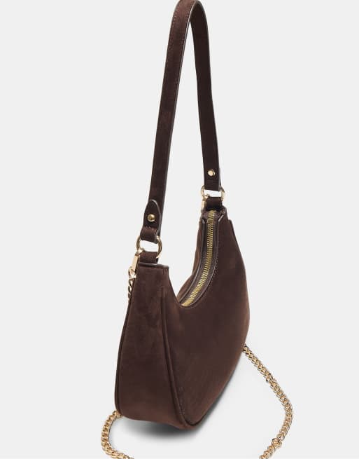 Stradivarius Half-moon shoulder bag in brown, 4 of 4