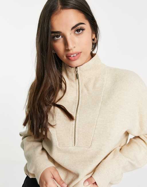 Stradivarius half zip jumper in camel ASOS