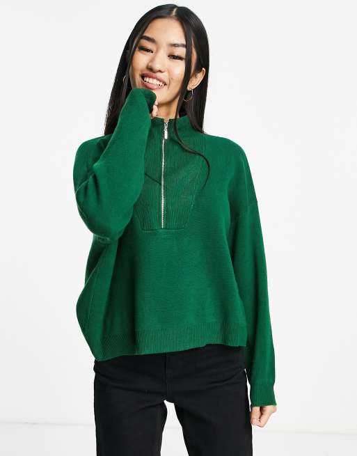 Green hotsell zip sweater