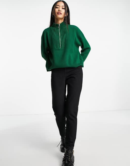 Green half hot sale zip jumper